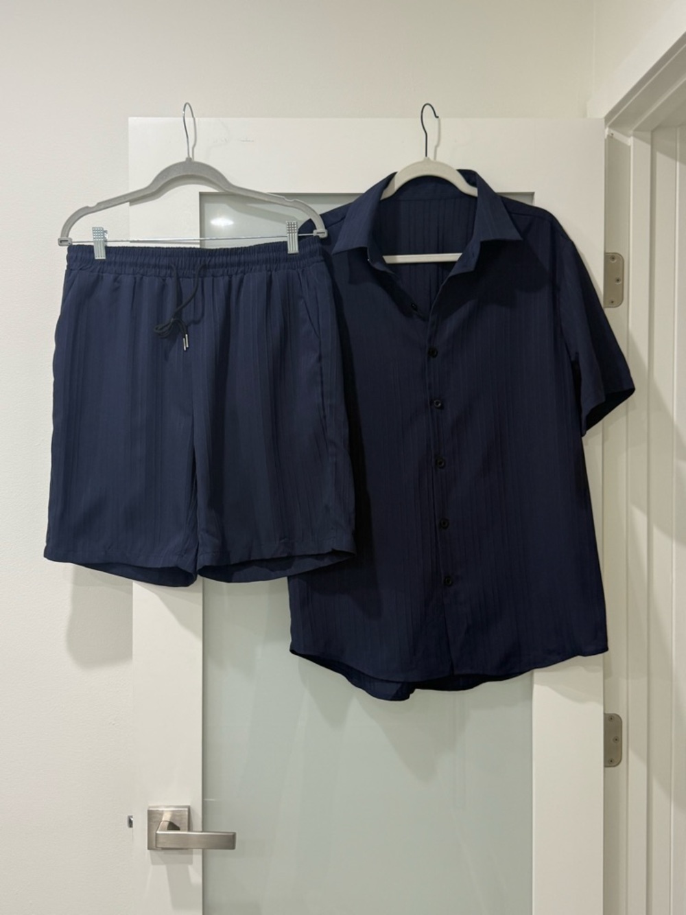 Men's Navy Short-Sleeve Shirt and Shorts Set